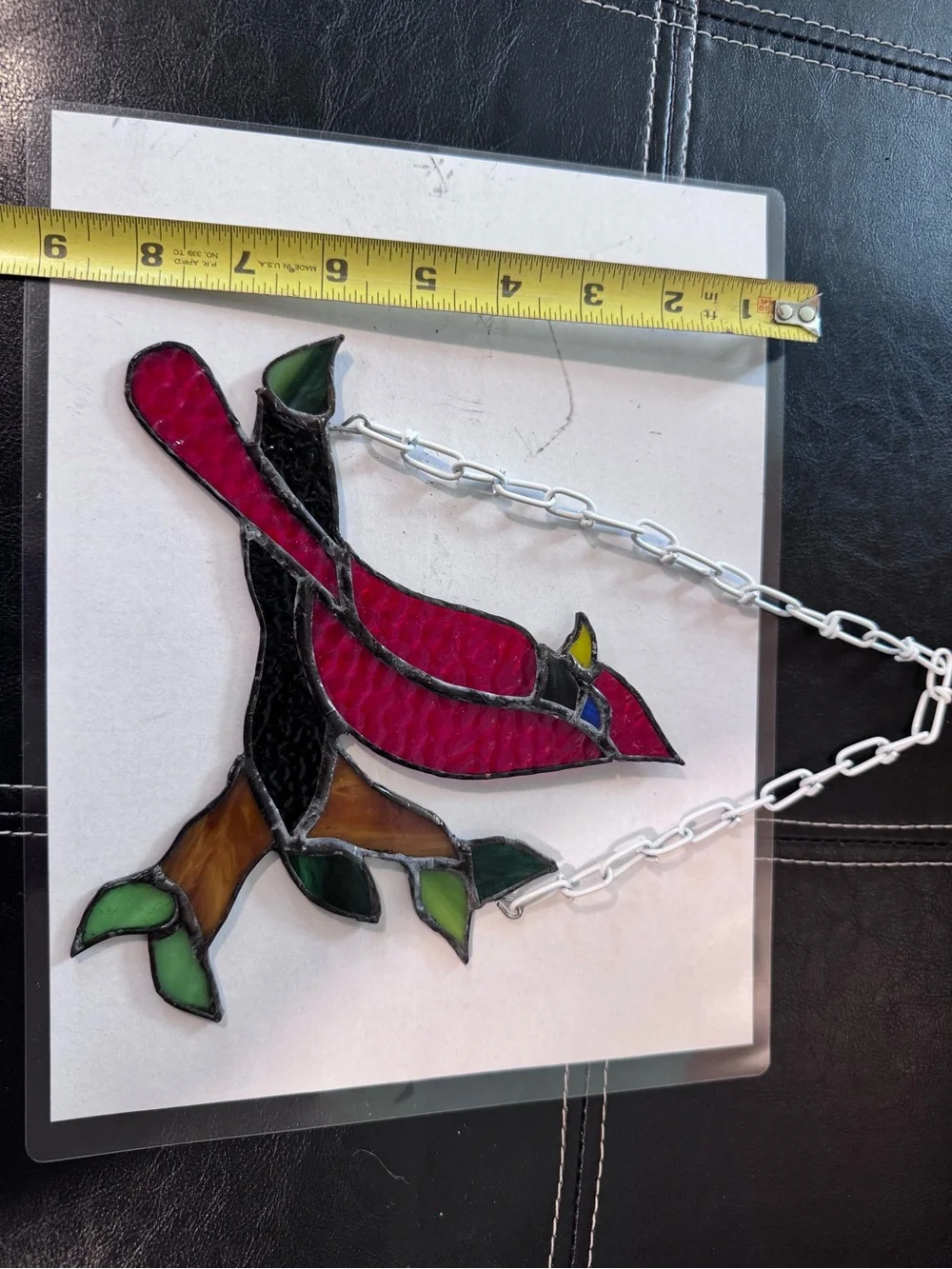Stained Glass Cardinal Bird Suncatcher - Red